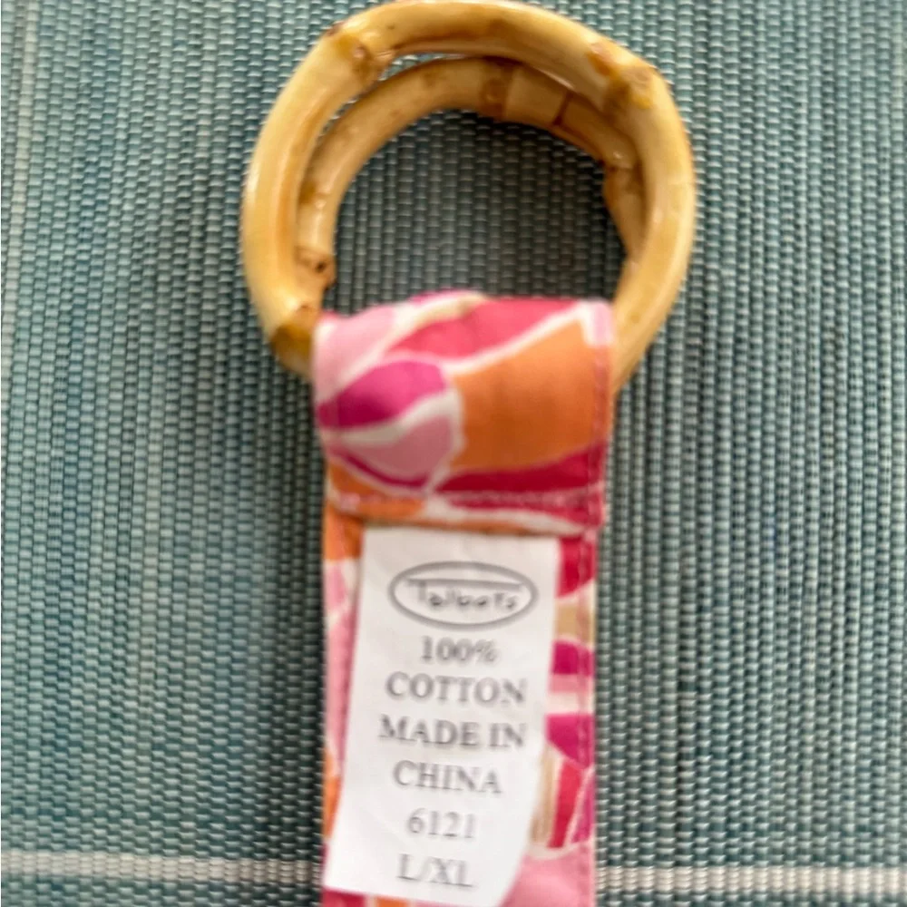 Talbots Preppy Floral Belt with Bamboo Buckle - L/XL